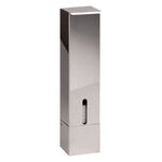 Dispenser in acciaio argentato per bicchieri su sfondo bianco
