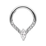 Clicker argento con cristallo a forma di goccia e piccole pietre