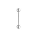 Barbell plateado con dos bolas sobre fondo blanco