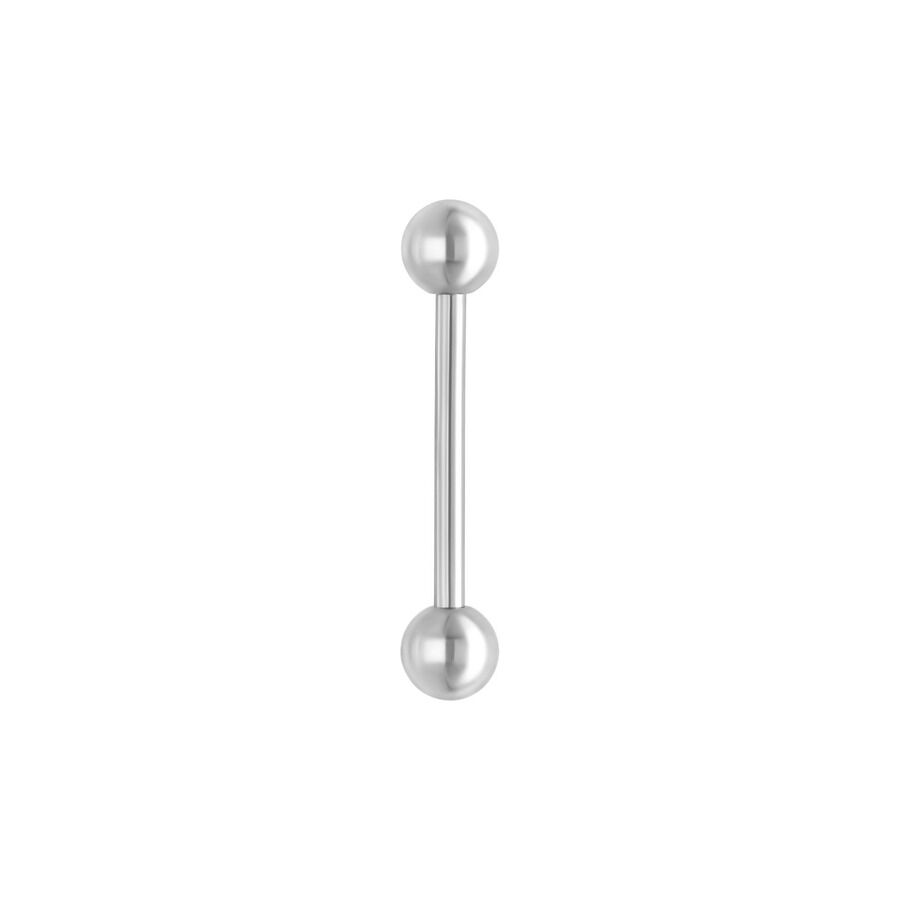 Barbell plateado con dos bolas sobre fondo blanco