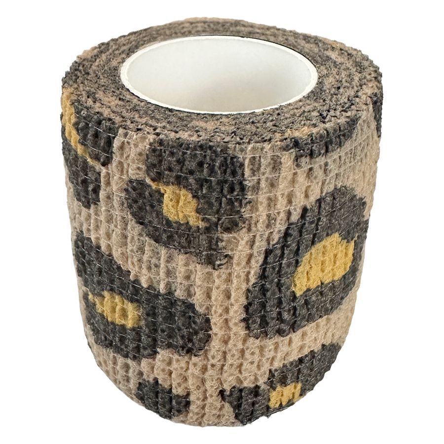 Ruskea ja beige grip bandage leopardikuviolla valkoisella taustalla