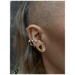 Orecchio con catena per piercing in oro e argento, cristallo chiaro