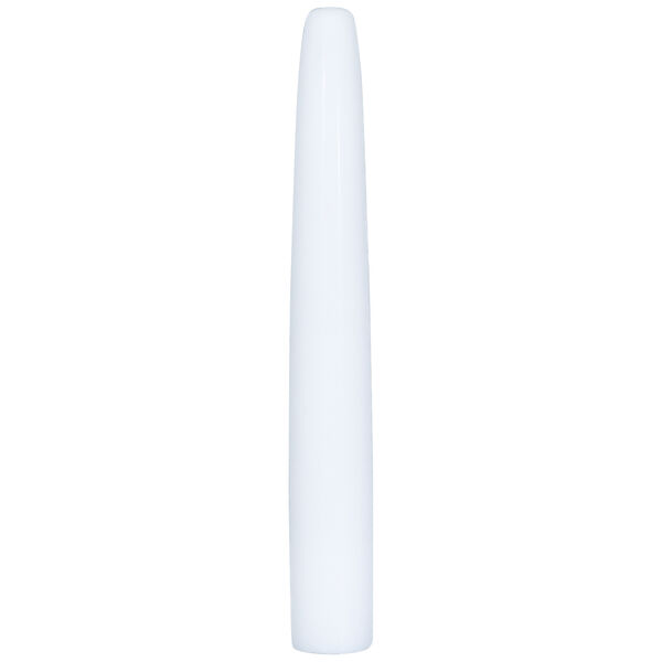 Dilatatore bianco in PTFE su sfondo bianco, lunghezza 90 mm