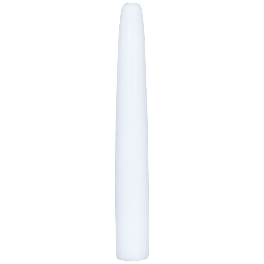 Dilatatore bianco in PTFE su sfondo bianco, lunghezza 90 mm