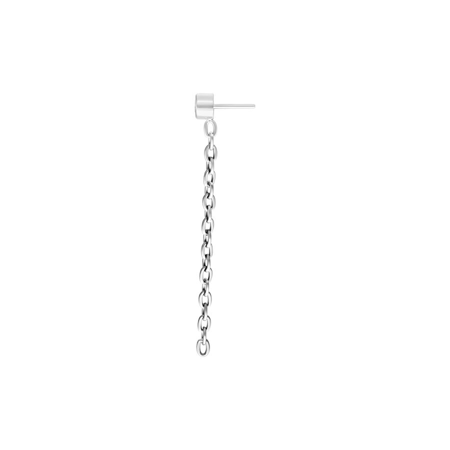 Attacco a catena in argento per piercing Push Fit su sfondo bianco