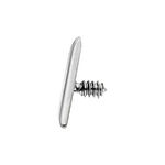 Accesorio de piercing de titanio plateado con rosca externa sobre fondo blanco