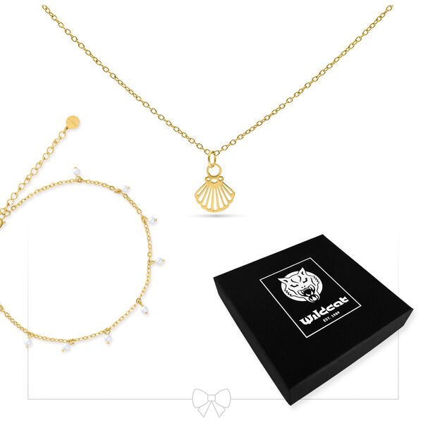 Little Shell Necklace with Anklet Set - Golden Metal