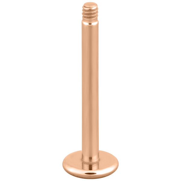 Labret de titanio rosado con rosca externa sobre fondo blanco