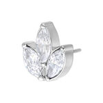 Inserto piercing argento con pietre ovali cristalline su sfondo bianco