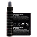 Schwarzes Piercingspray von Wildcat mit weißem und rotem Text, 50ml Flasche