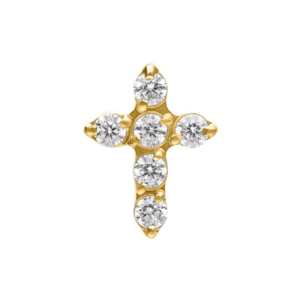 Push Fit Little Crystal Cross Attachment - Golden Metal