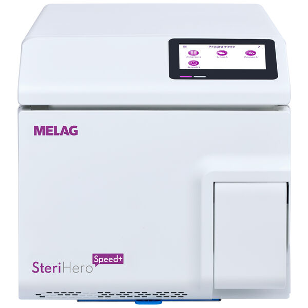 Sterilizzatore SteriHero Speed+ bianco con display digitale su sfondo neutro