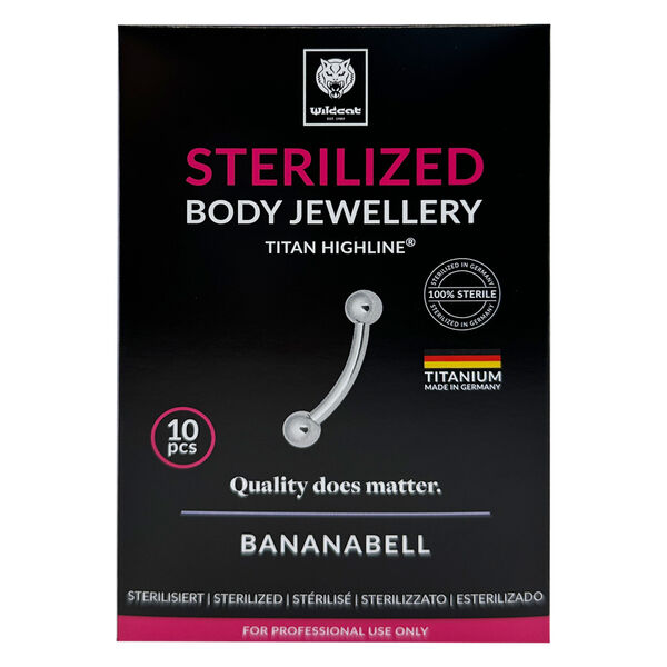 Hopeinen titaani Bananabell mustalla taustalla