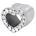 Tunnel a cuore argento con cristalli chiari su sfondo bianco