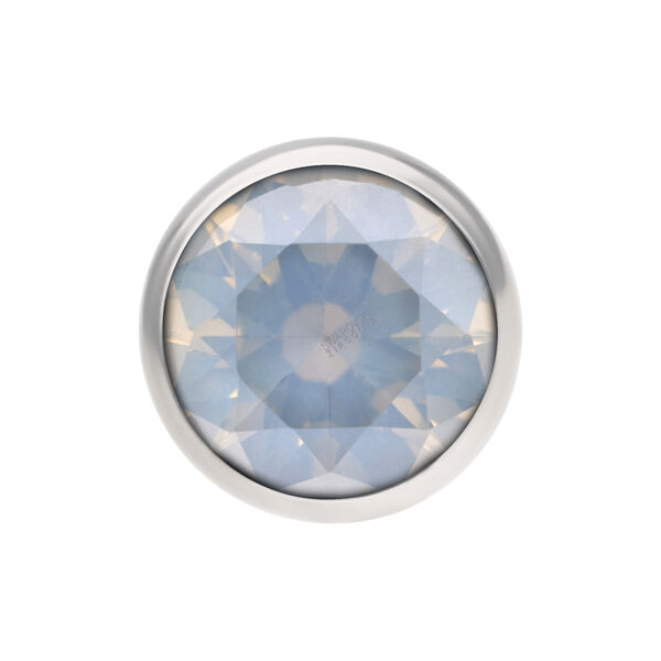 Sfera di cristallo argentata con cristallo bianco, dimensione 2,5 mm su sfondo bianco