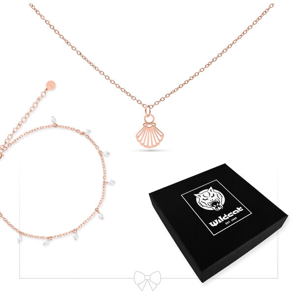 Little Shell Necklace with Anklet Set - Rosegold