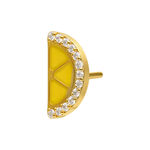 Ajuste de limón dorado semicircular con esmalte amarillo y circonitas