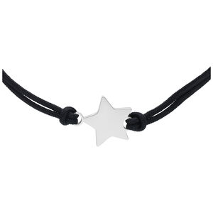 Silbernes Toggle Star Nylon Armband Schwarzes Nylonarmband mit silbernem Stern auf weißem Hintergrund