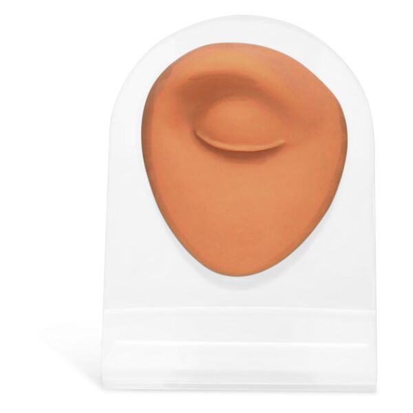 Body Bit Eye marrone su display in silicone trasparente, frontale
