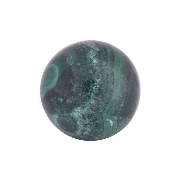 Piedra semipreciosa negro-verde en forma de bola, 8 mm, sobre fondo blanco