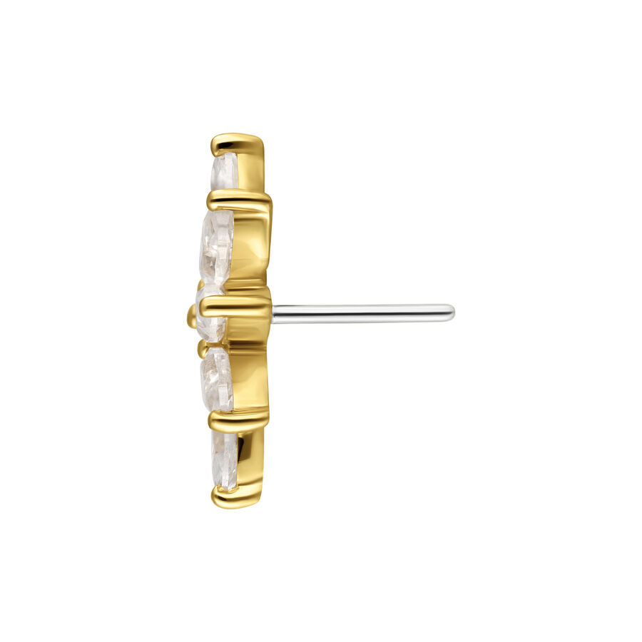 Attacco Push Fit dorato con cristalli di moissanite chiari, laterale