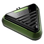 Pedal de pie Delta triangular en verde claro y negro sobre fondo blanco