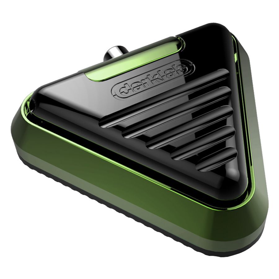 Pedal de pie Delta triangular en verde claro y negro sobre fondo blanco