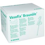 Scatola bianca con scritta verde 'Vasofix Braunüle' e logo B. Braun
