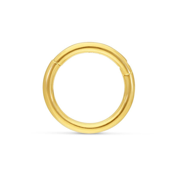 Brillante anillo de oro de 18K con bisagra sobre fondo blanco