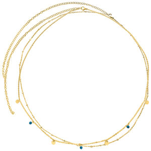 Zweireihige Bauchkette Gold von Wildcat Goldene zweireihige Bauchkette aus Chirurgenstahl 316L auf weißem Hintergrund