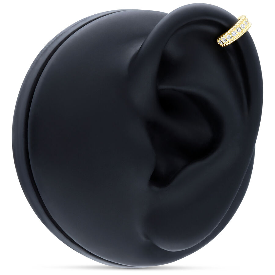 Anello incernierato in oro 14K con cristalli su un orecchio modello nero