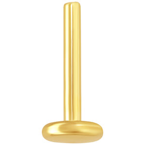 Goldener Labret Stud mit Innengewinde auf weißem Hintergrund
