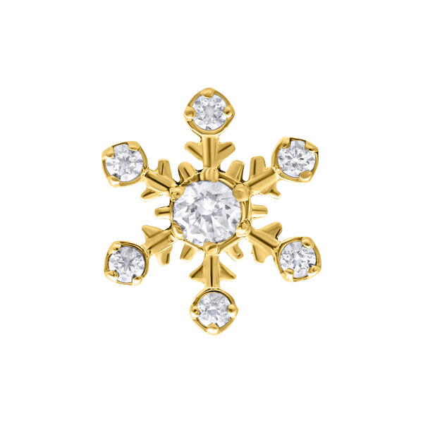Inserto floreale dorato per piercing con cristalli scintillanti su sfondo bianco