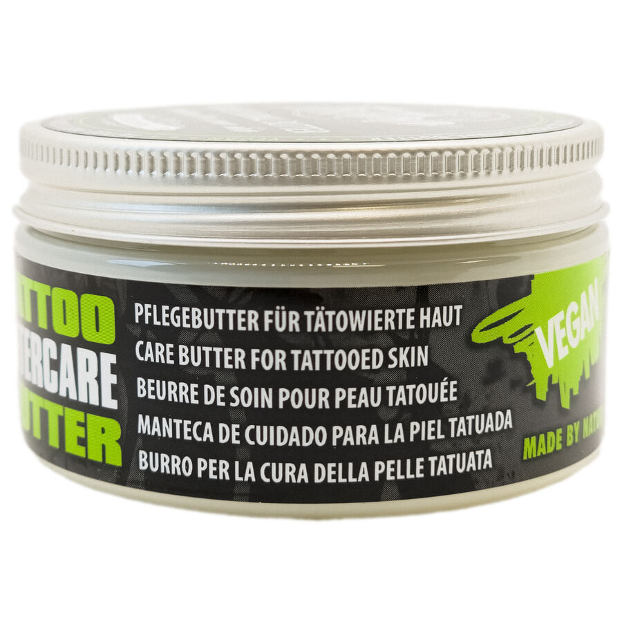Lata de Believa Tattoo Butter 35ml con etiqueta verde y negra sobre fondo blanco