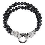 Pulsera negra y plateada de madera y acero quirúrgico 316L