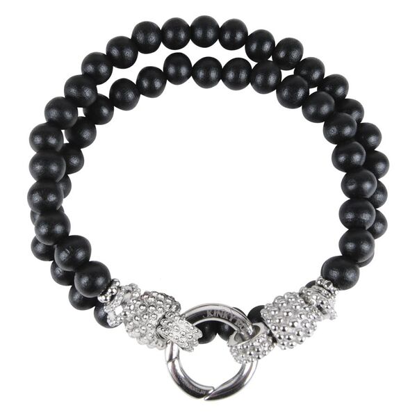 Pulsera negra y plateada de madera y acero quirúrgico 316L