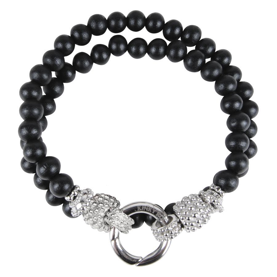 Pulsera negra y plateada de madera y acero quirúrgico 316L