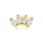 Accesorio de oro 14K con cuatro cristales claros sobre fondo blanco