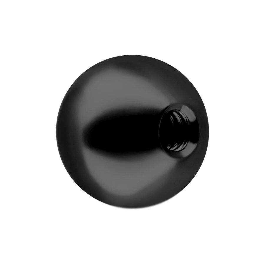Accessorio nero e lucido per piercing con cristallo chiaro, su sfondo bianco