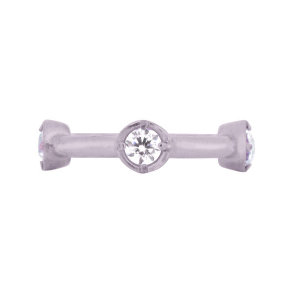 Silberner Piercingring mit kristallklaren Steinen, 1,2 mm Stärke