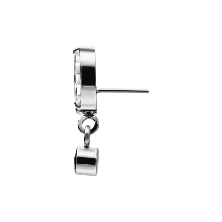 Inserto Push Fit Argento con cristallo chiaro e ciondolo su sfondo bianco