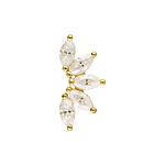 Rankenaufsatz in oro 14K con cristalli di moissanite chiari su sfondo bianco