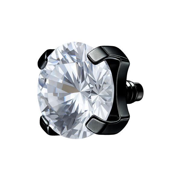 Cabezal negro Prong Set con cristal claro sobre fondo blanco