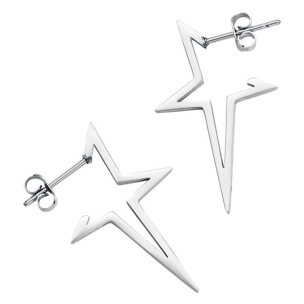 Orecchini a stella in argento in acciaio chirurgico 316L su sfondo bianco