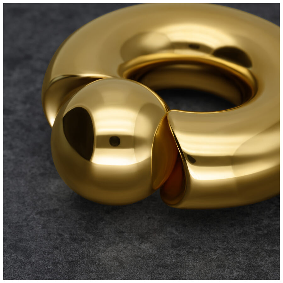 Anillo de Oro Monster Screw In con 12mm de grosor y 19mm de diámetro interno sobre fondo gris