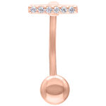 Roségoldenes Micro Bananabell mit Kristallen auf weißem Hintergrund