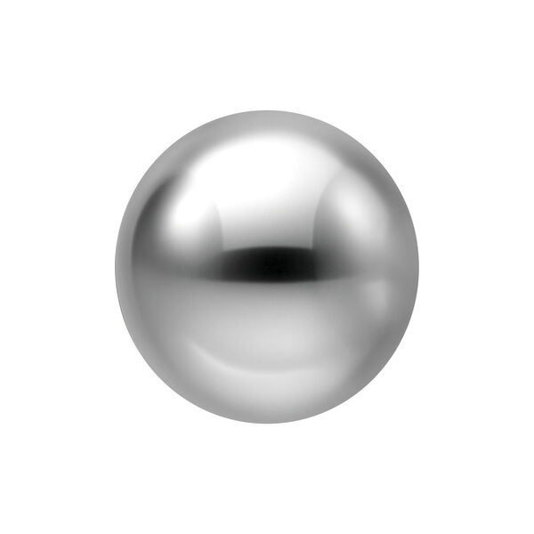 Bola plateada brillante de 2,5 mm sobre fondo blanco