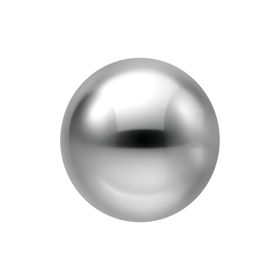 Bola plateada brillante de 2,5 mm sobre fondo blanco
