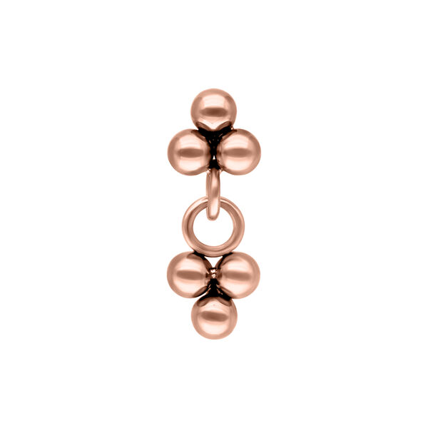 Colgante Push Fit en oro rosa con tres bolas sobre fondo blanco