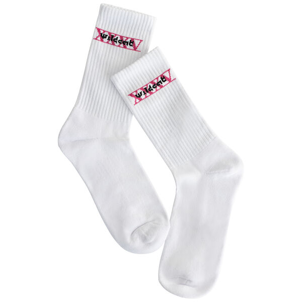 Valkoiset sukat Wild Socks XXXV puuvillasta, koko 36-40, valkoisella taustalla